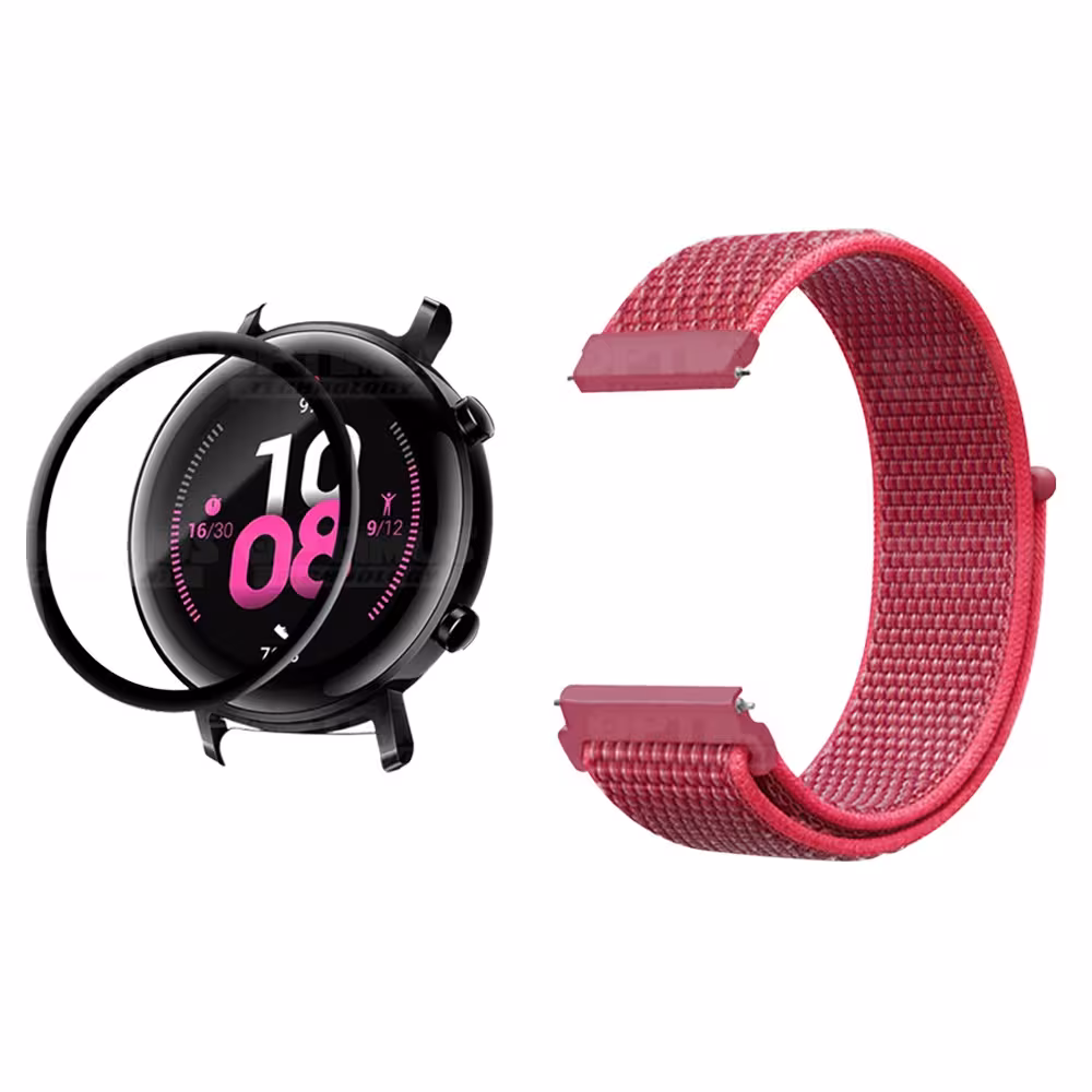 KIT Correa tipo velcro y Vidrio templado cerámico para Reloj Smartwatch Huawei GT2 42mm OPTIMUS TECHNOLOGY™ - 53