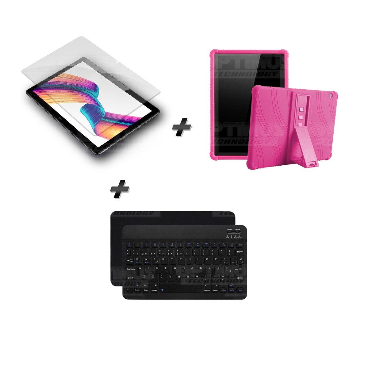 Kit Vidrio templado + Estuche Protector Goma + Teclado y Mouse Ratón Bluetooth para Tablet Huawei T3-10 OPTIMUS TECHNOLOGY™ - 16
