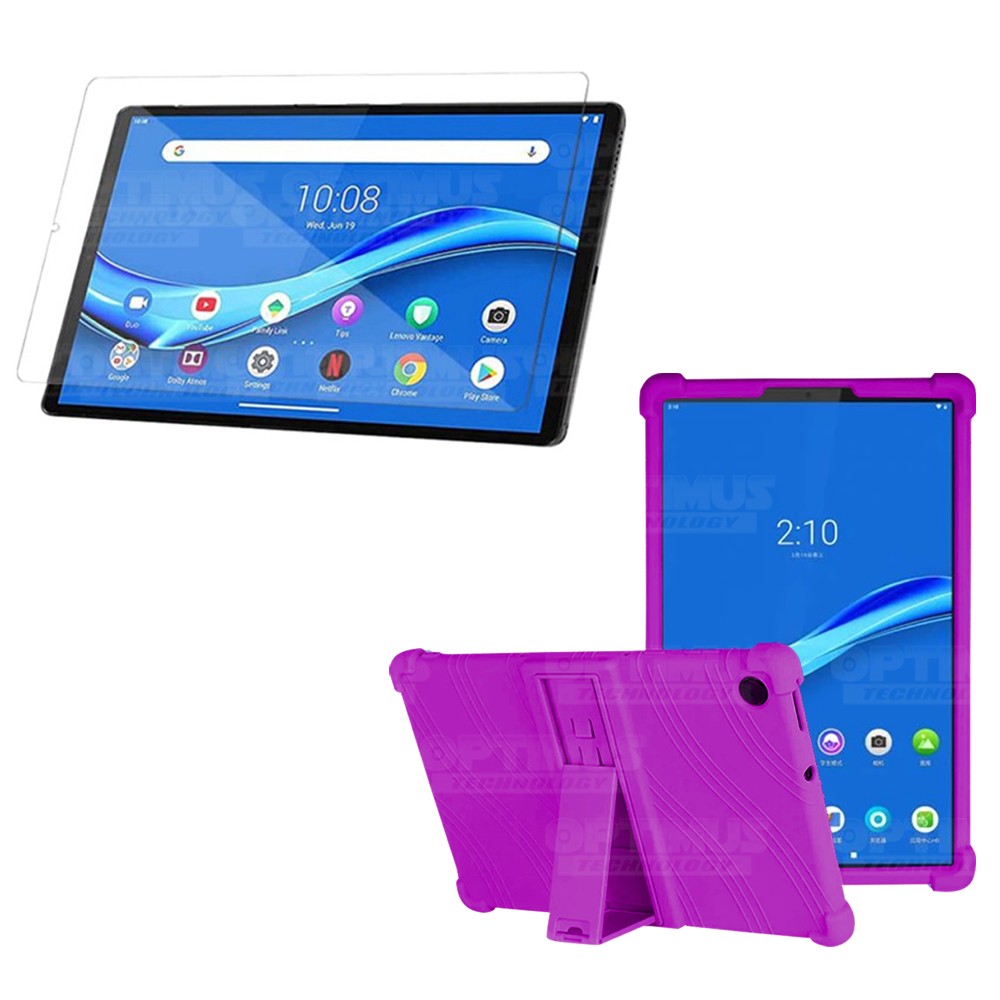 Kit Vidrio templado y Estuche Protector de goma antigolpes con soporte Tablet Lenovo m10 plus tb-x606f OPTIMUS TECHNOLOGY™ - 20