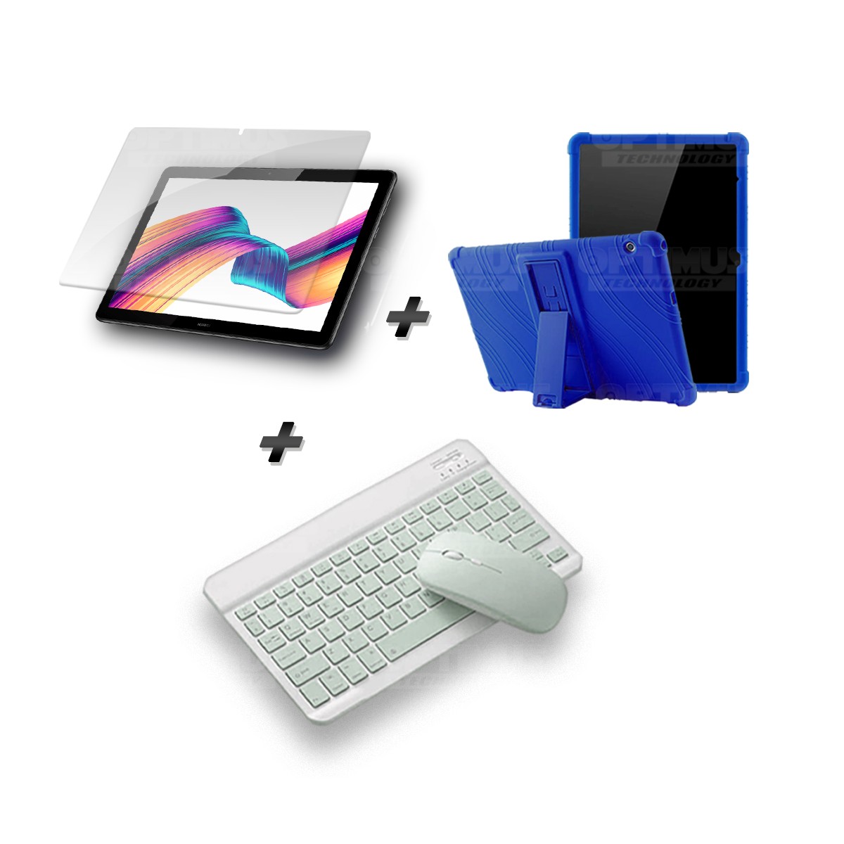 Kit Vidrio templado + Estuche Protector Goma + Teclado y Mouse Ratón Bluetooth para Tablet Huawei T5-10 OPTIMUS TECHNOLOGY™ - 14