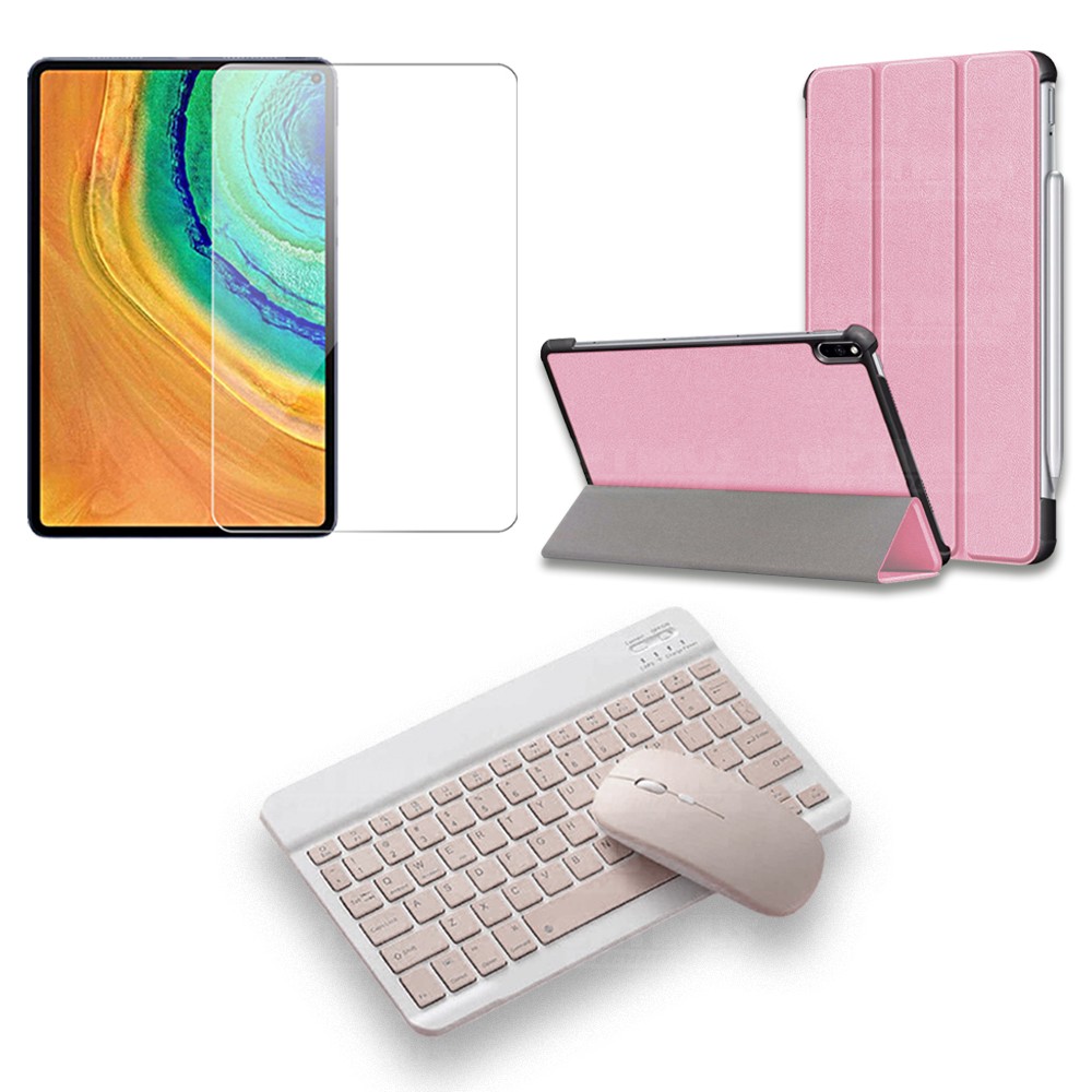 Kit Vidrio templado + Case Forro Protector + Teclado y Mouse Ratón Bluetooth para Tablet Huawei Matepad Pro 10.8 OPTIMUS TECHNOL