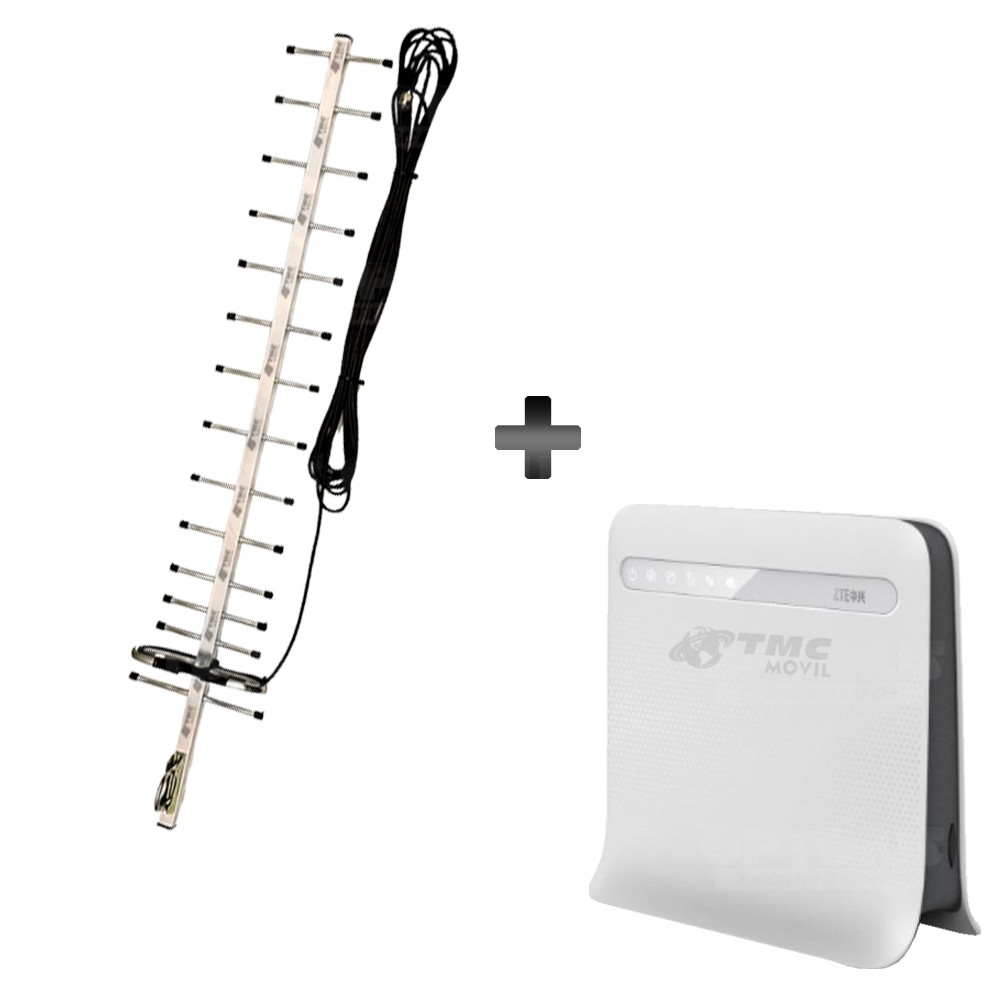 KIT Antena Amplificadora De Señal Yagi 17 Db con Enrutador Modem ZTE MF253V | OPTIMUS TECHNOLOGY™ | KTDRP-TM17RG6-MF253V-10 |