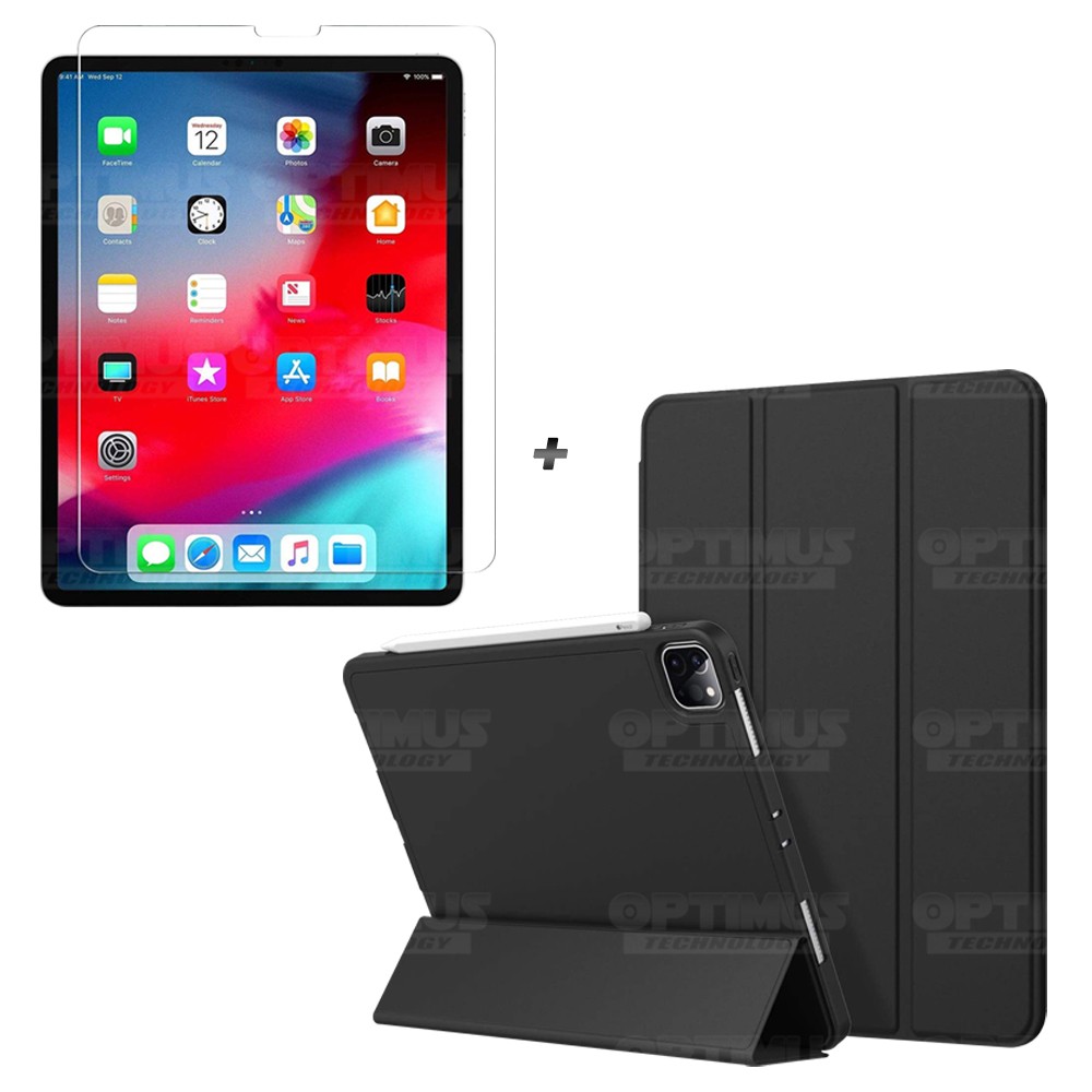 Kit Vidrio Cristal Templado Y Estuche Case Protector con portalápiz Tablet iPad Pro 12.9 2019 OPTIMUS TECHNOLOGY™ - 5