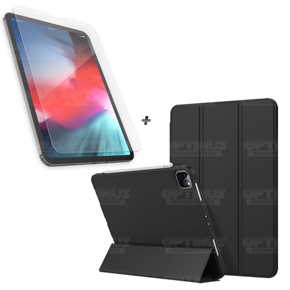 Kit Vidrio Templado Matte Glass Y Estuche Case Protector con portalápiz Tablet iPad Pro 12.9 2019 OPTIMUS TECHNOLOGY™ - 9