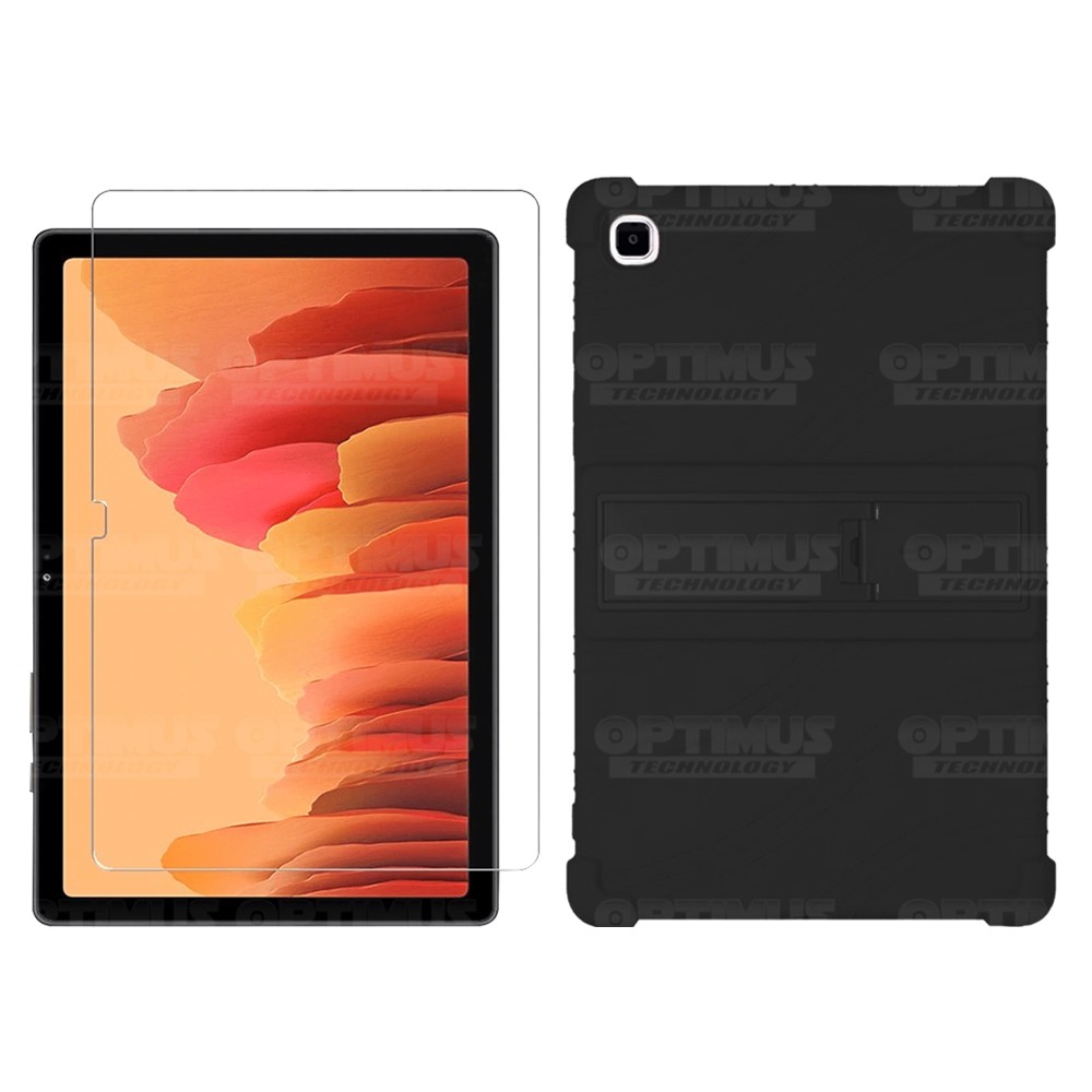 Kit Vidrio templado y Estuche Protector de goma antigolpes con soporte Tablet Samsung Galaxy Tab A7 10.4 2020 T500 - T505 OPTIMU