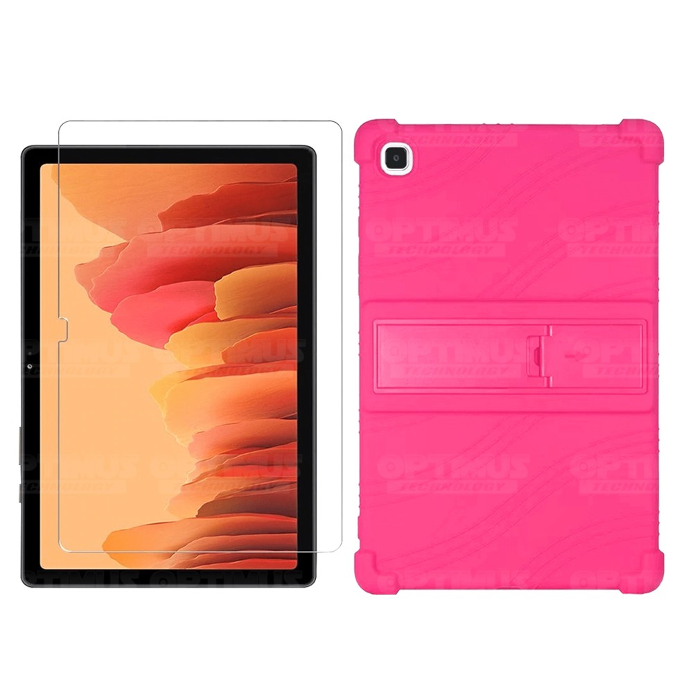 Kit Vidrio templado y Estuche Protector de goma antigolpes con soporte Tablet Samsung Galaxy Tab A7 10.4 2020 T500 - T505 OPTIMU