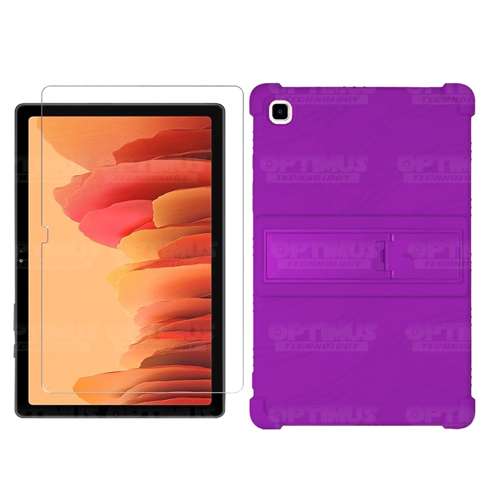 Kit Vidrio templado y Estuche Protector de goma antigolpes con soporte Tablet Samsung Galaxy Tab A7 10.4 2020 T500 - T505 OPTIMU