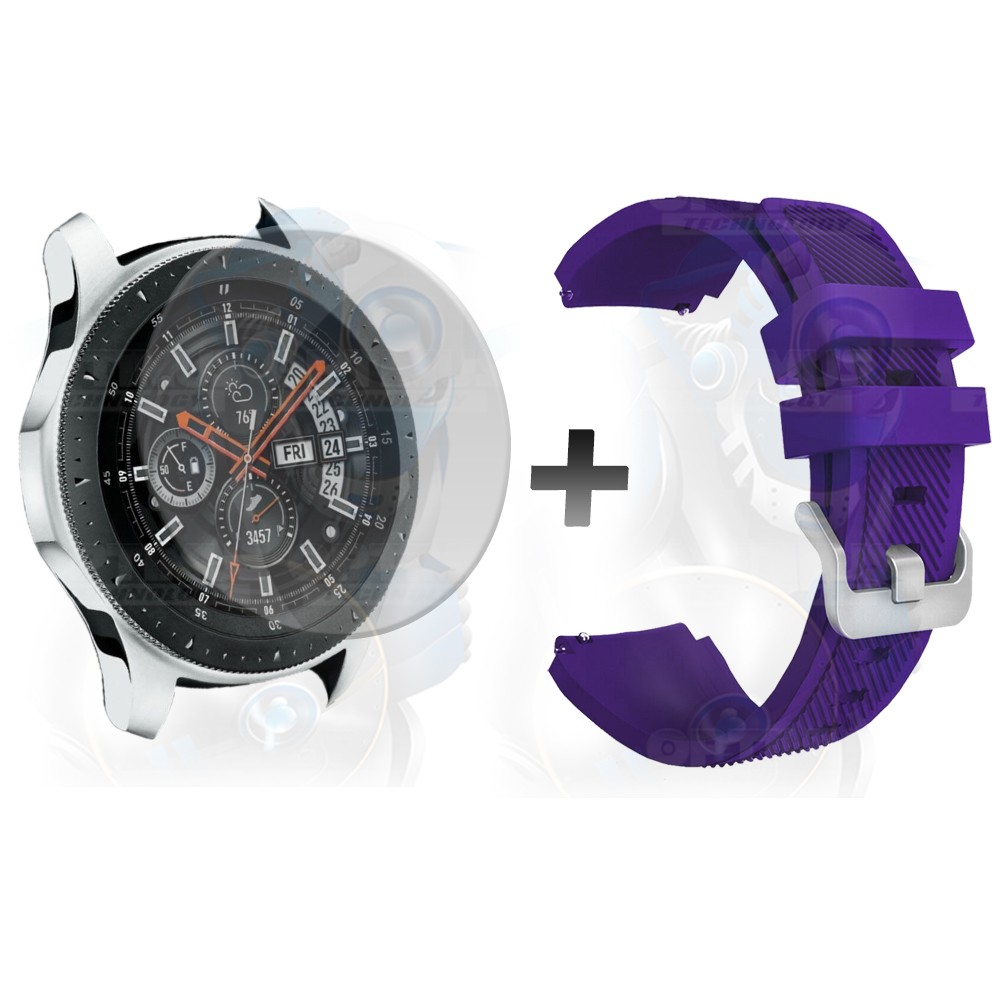 Kit Correa Pulso Manilla de Goma Y Vidrio Templado Samsung Galaxy Watch 46mm | OPTIMUS TECHNOLOGY™ | CRRY-VTP-GX-WCH-46 |