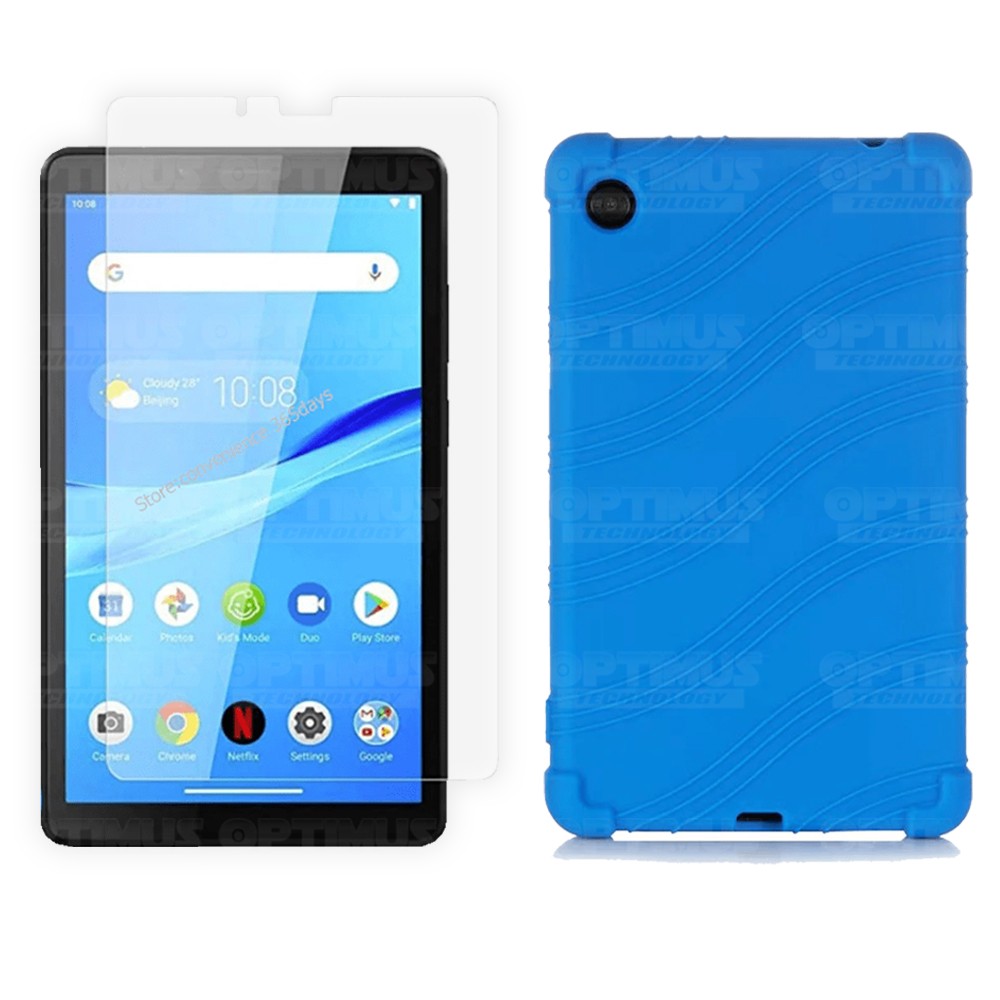 Kit Vidrio templado y Estuche Protector de goma antigolpes Tablet Lenovo M7 7305x | OPTIMUS TECHNOLOGY™ | KT-VTP-EST-GM-LNV-M7 |