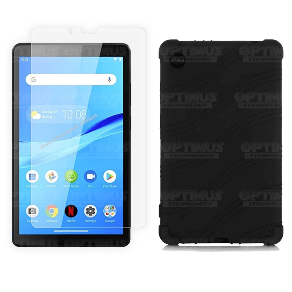 Kit Vidrio templado y Estuche Protector de goma antigolpes Tablet Lenovo M7 7305x | OPTIMUS TECHNOLOGY™ | KT-VTP-EST-GM-LNV-M7 |