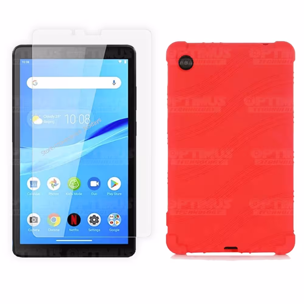 Kit Vidrio templado y Estuche Protector de goma antigolpes Tablet Lenovo M7 7305x | OPTIMUS TECHNOLOGY™ | KT-VTP-EST-GM-LNV-M7 |