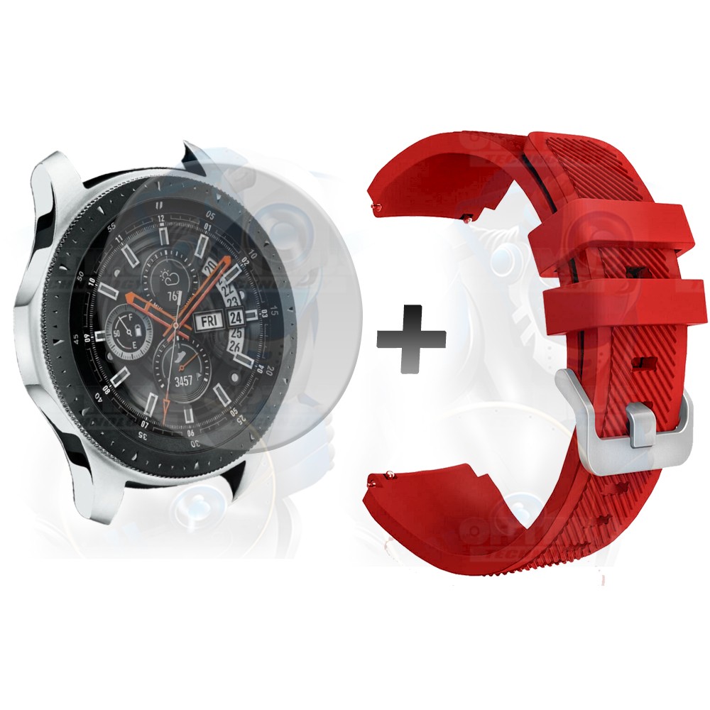 Kit Correa Pulso Manilla de Goma Y Vidrio Templado Samsung Galaxy Watch 46mm | OPTIMUS TECHNOLOGY™ | CRRY-VTP-GX-WCH-46 |