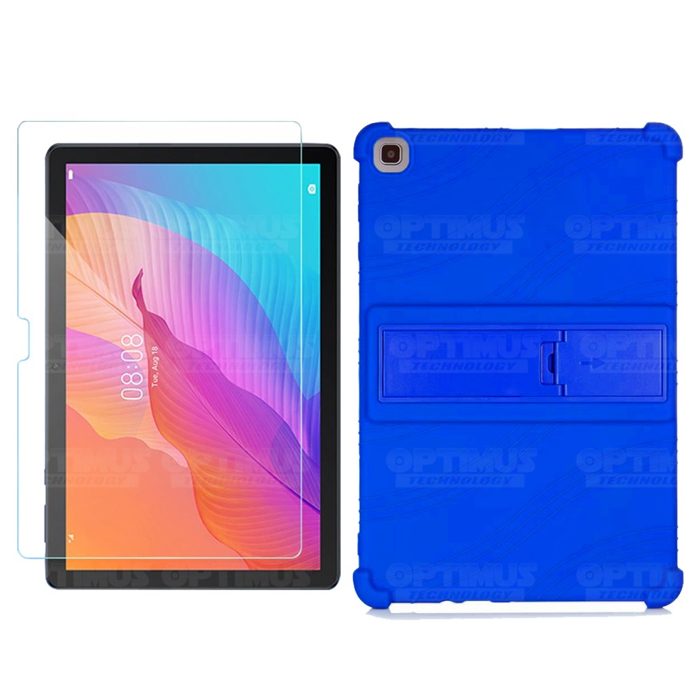 Kit Vidrio templado y Estuche Protector de goma antigolpes con soporte Tablet Huawei matepad T10 OPTIMUS TECHNOLOGY™ - 1