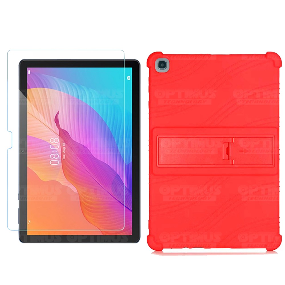 Kit Vidrio templado y Estuche Protector de goma antigolpes con soporte Tablet Huawei matepad T10 OPTIMUS TECHNOLOGY™ - 11