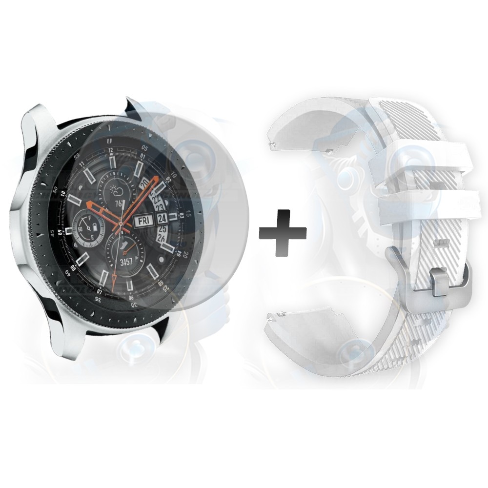 Kit Correa Pulso Manilla de Goma Y Vidrio Templado Samsung Galaxy Watch 46mm | OPTIMUS TECHNOLOGY™ | CRRY-VTP-GX-WCH-46 |