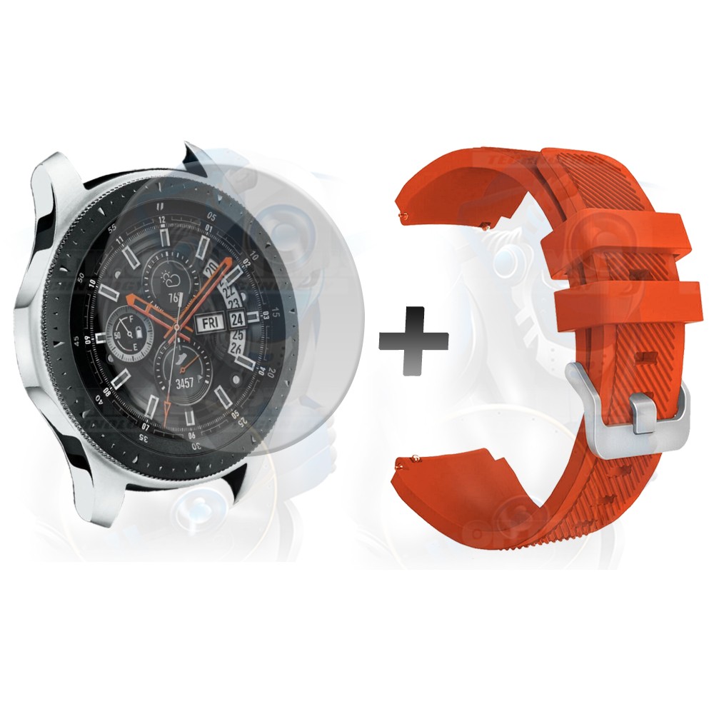 Kit Correa Pulso Manilla de Goma Y Vidrio Templado Samsung Galaxy Watch 46mm | OPTIMUS TECHNOLOGY™ | CRRY-VTP-GX-WCH-46 |