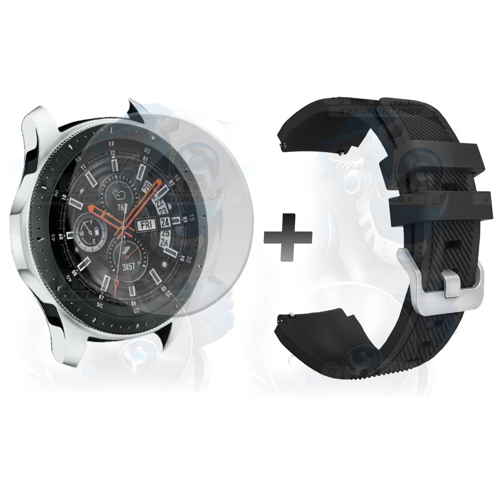 Kit Correa Pulso Manilla de Goma Y Vidrio Templado Samsung Galaxy Watch 46mm | OPTIMUS TECHNOLOGY™ | CRRY-VTP-GX-WCH-46 |