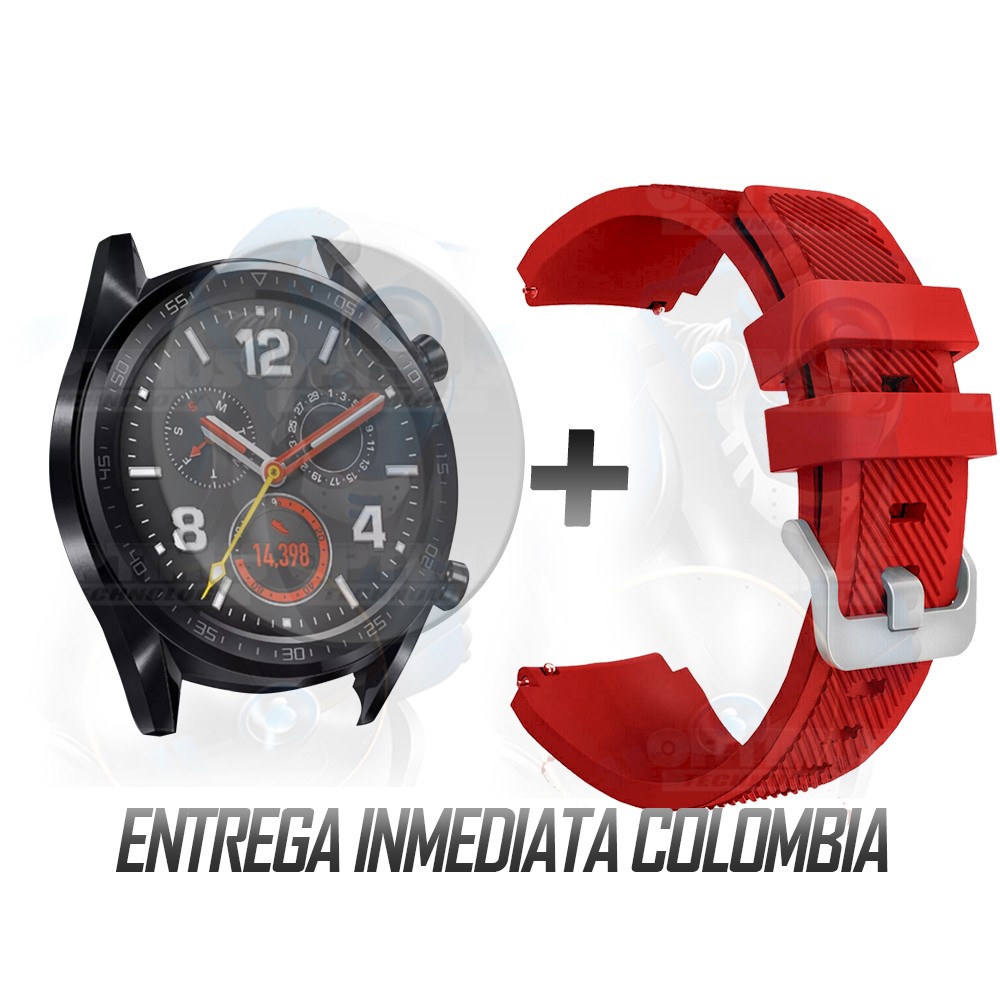 Kit Correa Pulso Manilla de Goma Y Vidrio Templado Huawei Gt 46mm | OPTIMUS TECHNOLOGY™ | CRRY-VTP-HW-GT-46 |