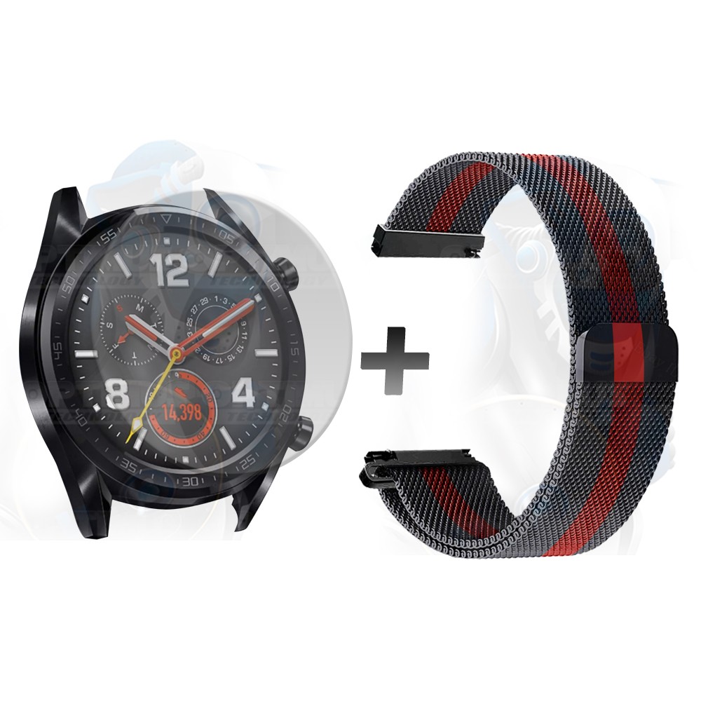 Kit Manilla Pulso Correa Magnética de color Y Vidrio Templado Huawei GT 46mm | OPTIMUS TECHNOLOGY™ | CRR-MG-VTP-HW-GT-46 |