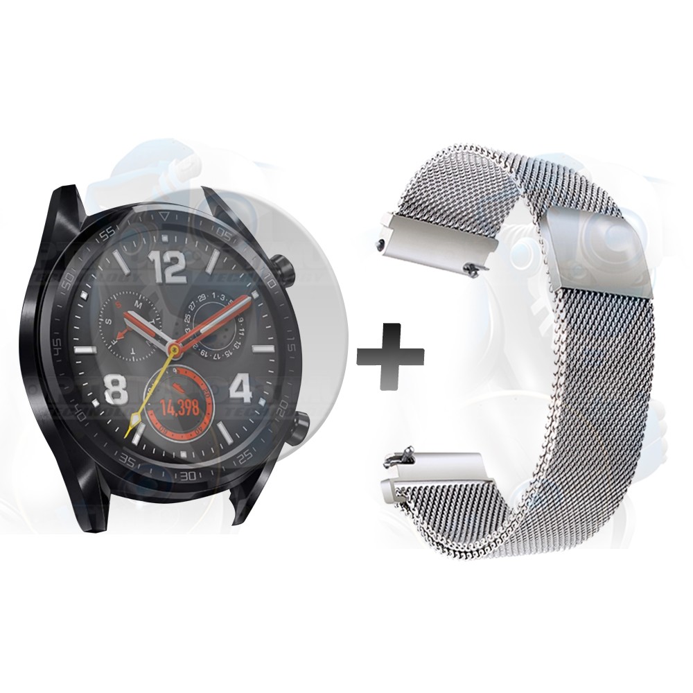 Kit Manilla Pulso Correa Magnética de color Y Vidrio Templado Huawei GT 46mm | OPTIMUS TECHNOLOGY™ | CRR-MG-VTP-HW-GT-46 |