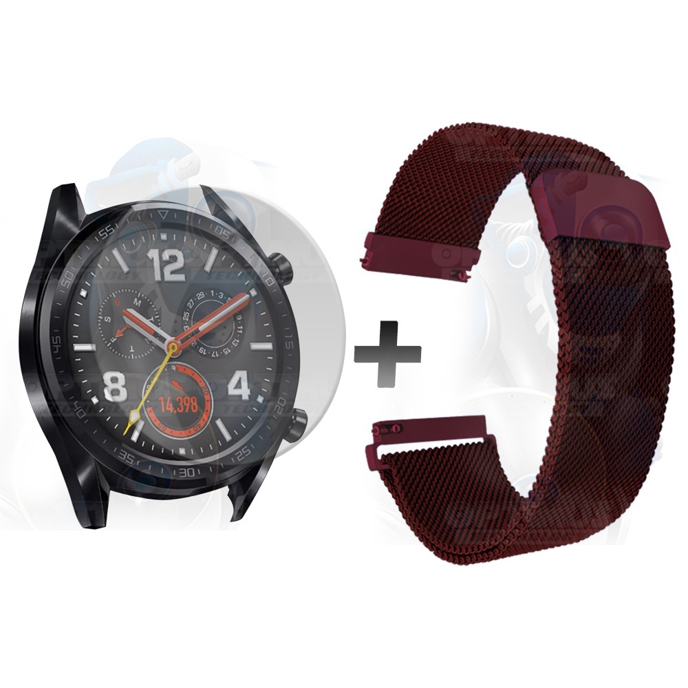 Kit Manilla Pulso Correa Magnética de color Y Vidrio Templado Huawei GT 46mm | OPTIMUS TECHNOLOGY™ | CRR-MG-VTP-HW-GT-46 |