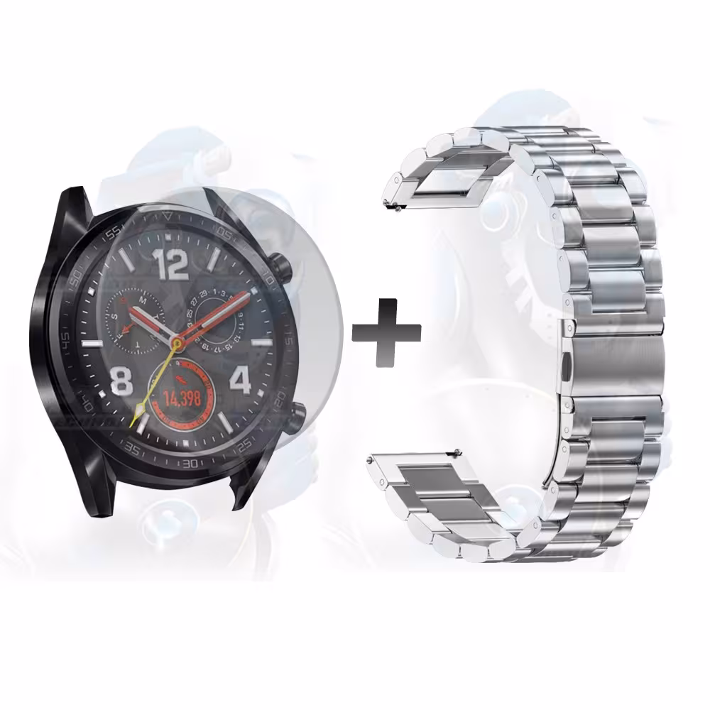 Vidrio Templado Y Correa De Metal Smartwatch Reloj Inteligente Huawei GT 46mm | OPTIMUS TECHNOLOGY™ | CRR-MT-VTP-HW-GT-46 |