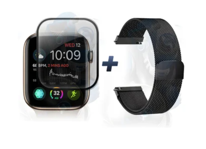 Kit Manilla Pulso Correa Magnética de color Y Vidrio Templado reloj Smartwatch Apple Iwatch serie 4, 5, 6 (44mm) OPTIMUS TECHNOL