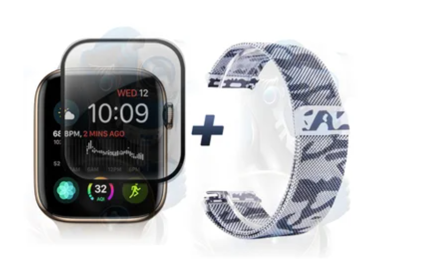 Kit Manilla Pulso Correa Magnética de color Y Vidrio Templado reloj Smartwatch Apple Iwatch serie 4, 5, 6 (44mm) OPTIMUS TECHNOL