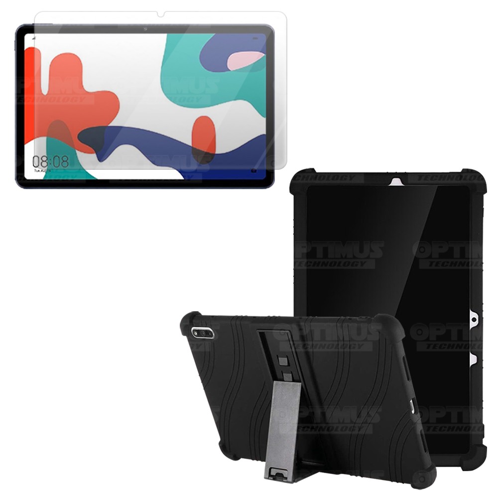 Kit Vidrio templado y Estuche Protector de goma antigolpes con soporte Tablet Huawei matepad 10.4 OPTIMUS TECHNOLOGY™ - 6