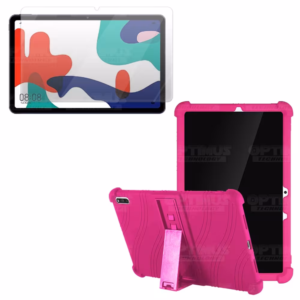 Kit Vidrio templado y Estuche Protector de goma antigolpes con soporte Tablet Huawei matepad 10.4 OPTIMUS TECHNOLOGY™ - 16