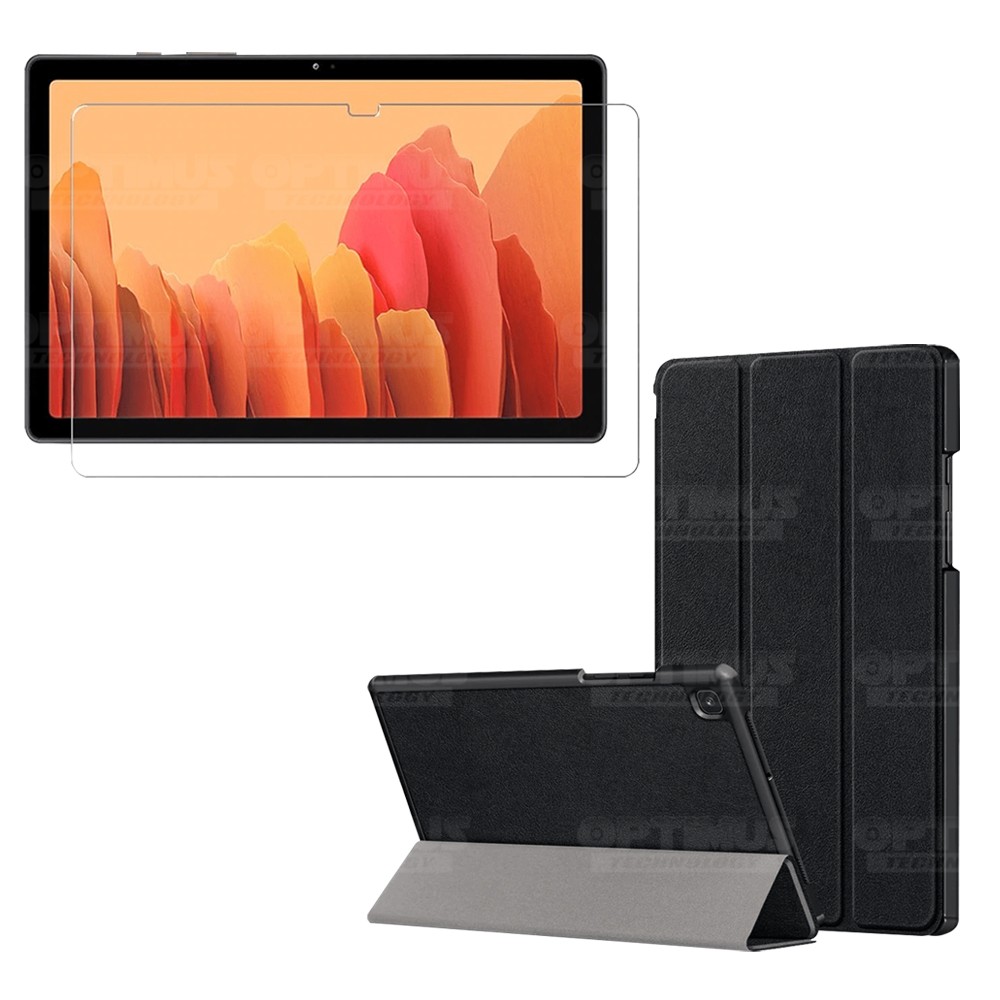 Kit Vidrio Cristal Templado Y Estuche Case Protector para Tablet Samsung Galaxy Tab A7 10.4 2020 T500 - T505 OPTIMUS TECHNOLOGY™