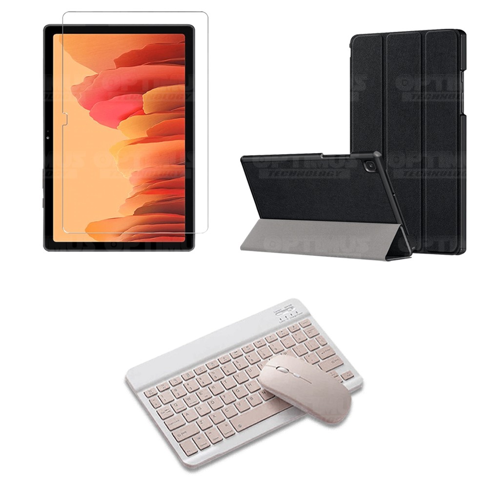 Kit Vidrio templado + Case Forro Protector + Teclado y Mouse Ratón Bluetooth para Tablet Samsung Galaxy Tab A7 10.4 2020 T500 OP