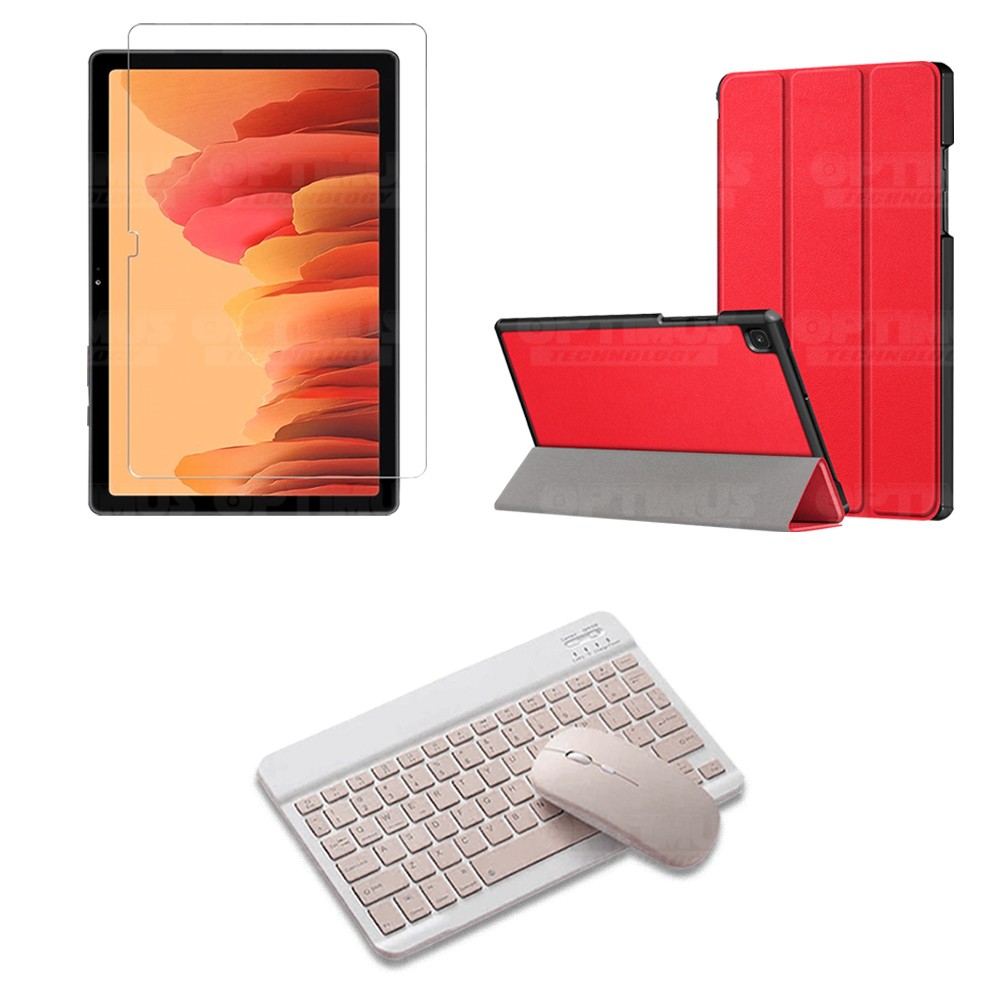 Kit Vidrio templado + Case Forro Protector + Teclado y Mouse Ratón Bluetooth para Tablet Samsung Galaxy Tab A7 10.4 2020 T500 OP