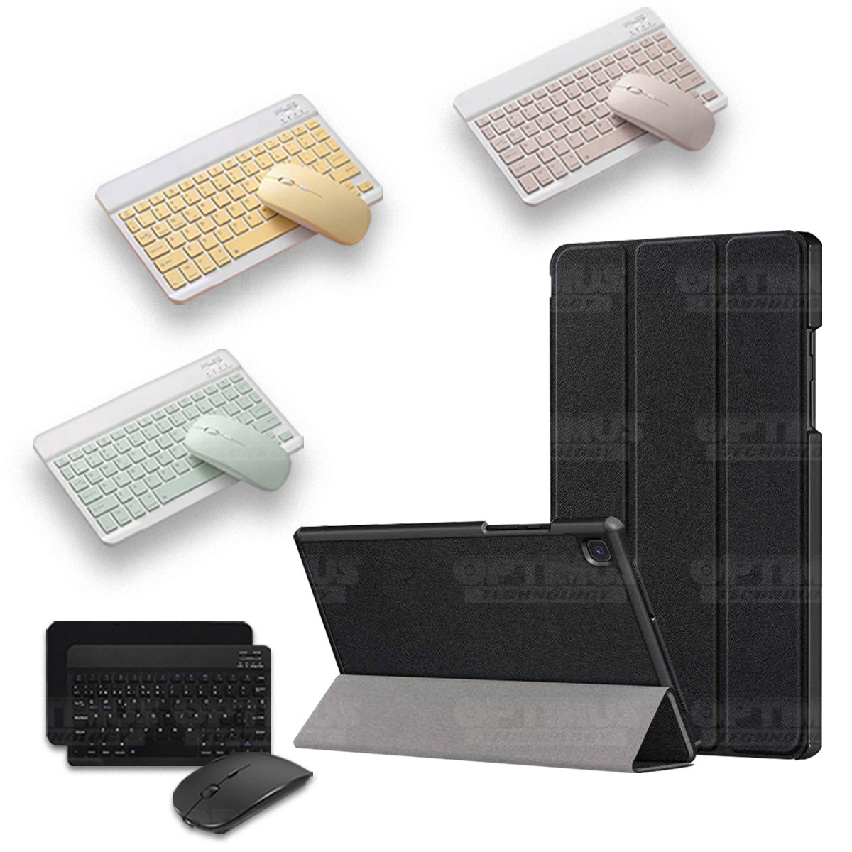 Kit Case Forro Protector + Teclado y Mouse Ratón Bluetooth para Tablet Samsung Galaxy Tab A8.0 2019 SM-T295 OPTIMUS TECHNOLOGY™