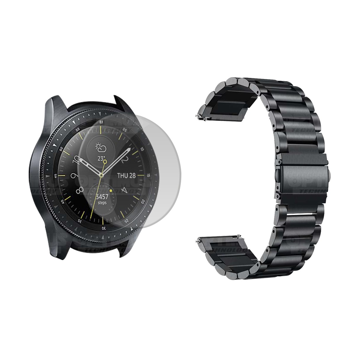 Vidrio Templado Y Correa De Metal Acero Inoxidable Smartwatch Reloj Inteligente Samsung Galaxy Watch 42mm OPTIMUS TECHNOLOGY™ -