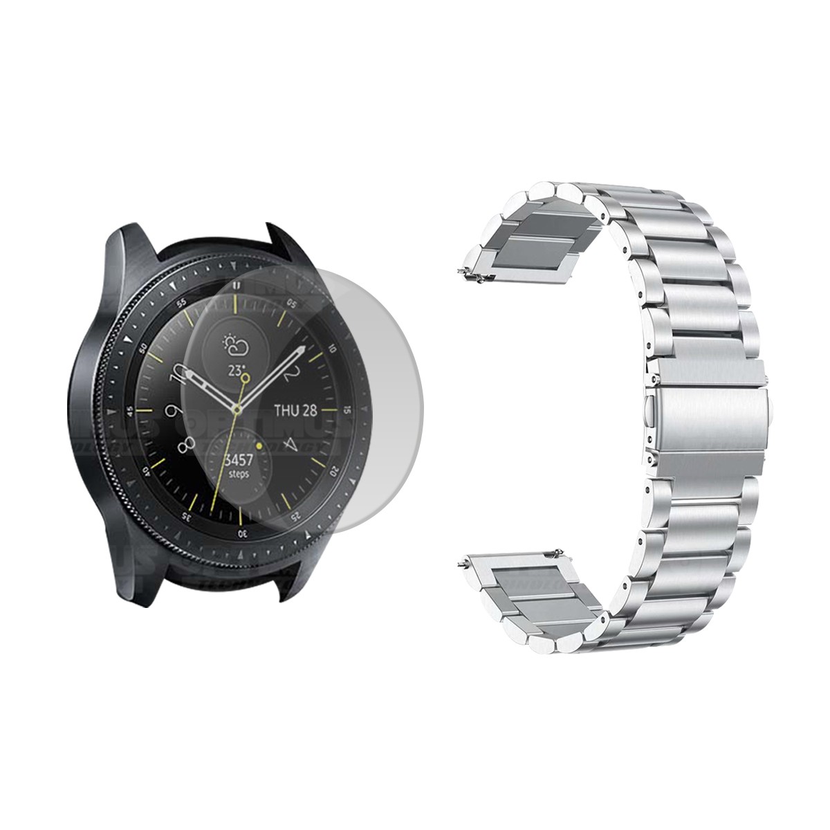 Vidrio Templado Y Correa De Metal Acero Inoxidable Smartwatch Reloj Inteligente Samsung Galaxy Watch 42mm OPTIMUS TECHNOLOGY™ -