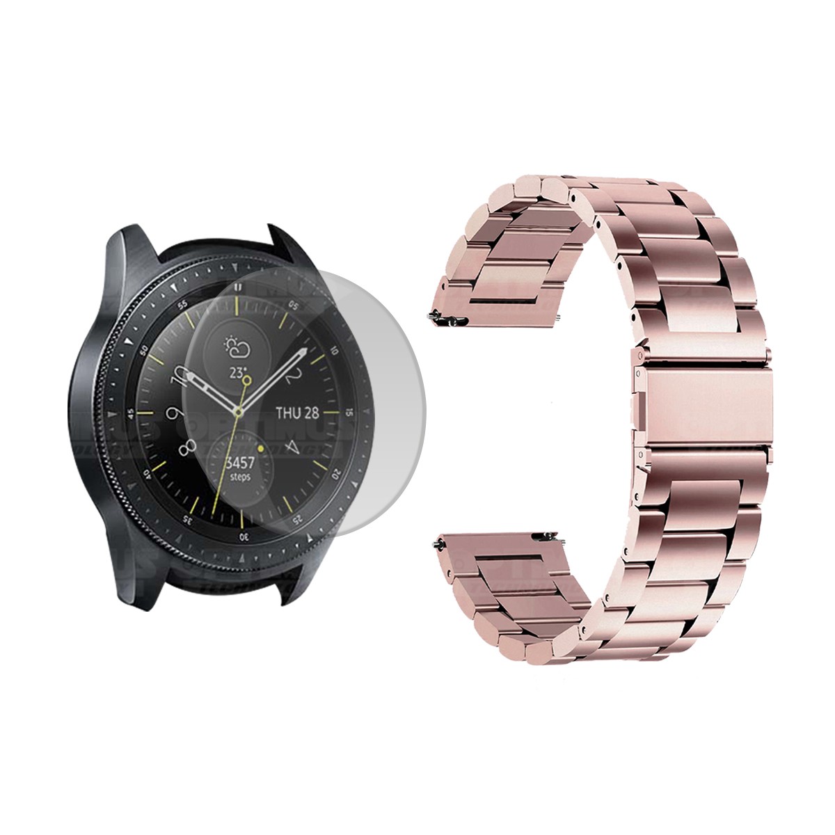 Vidrio Templado Y Correa De Metal Acero Inoxidable Smartwatch Reloj Inteligente Samsung Galaxy Watch 42mm OPTIMUS TECHNOLOGY™ -