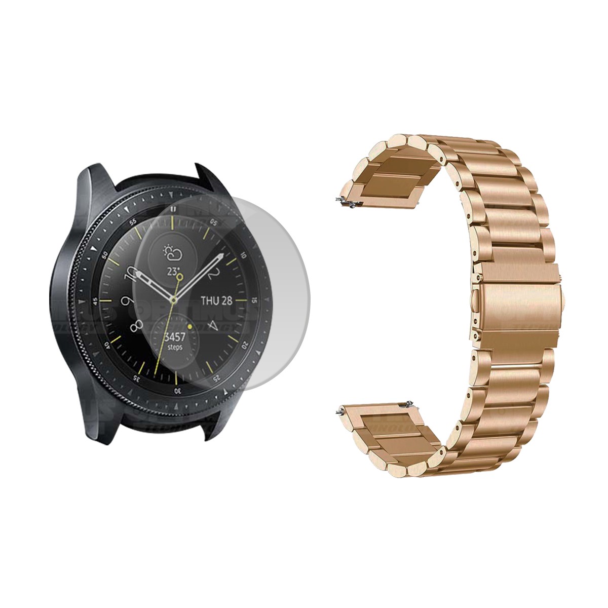 Vidrio Templado Y Correa De Metal Acero Inoxidable Smartwatch Reloj Inteligente Samsung Galaxy Watch 42mm OPTIMUS TECHNOLOGY™ -