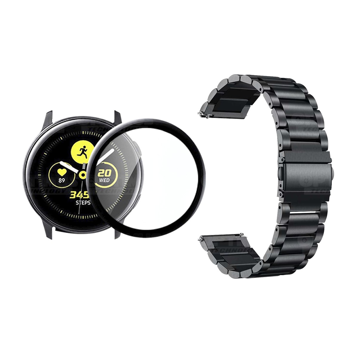 Vidrio templado cerámico Y Correa De Metal Acero Inoxidable Smartwatch Reloj Inteligente Samsung Galaxy Active 40mm OPTIMUS TECH
