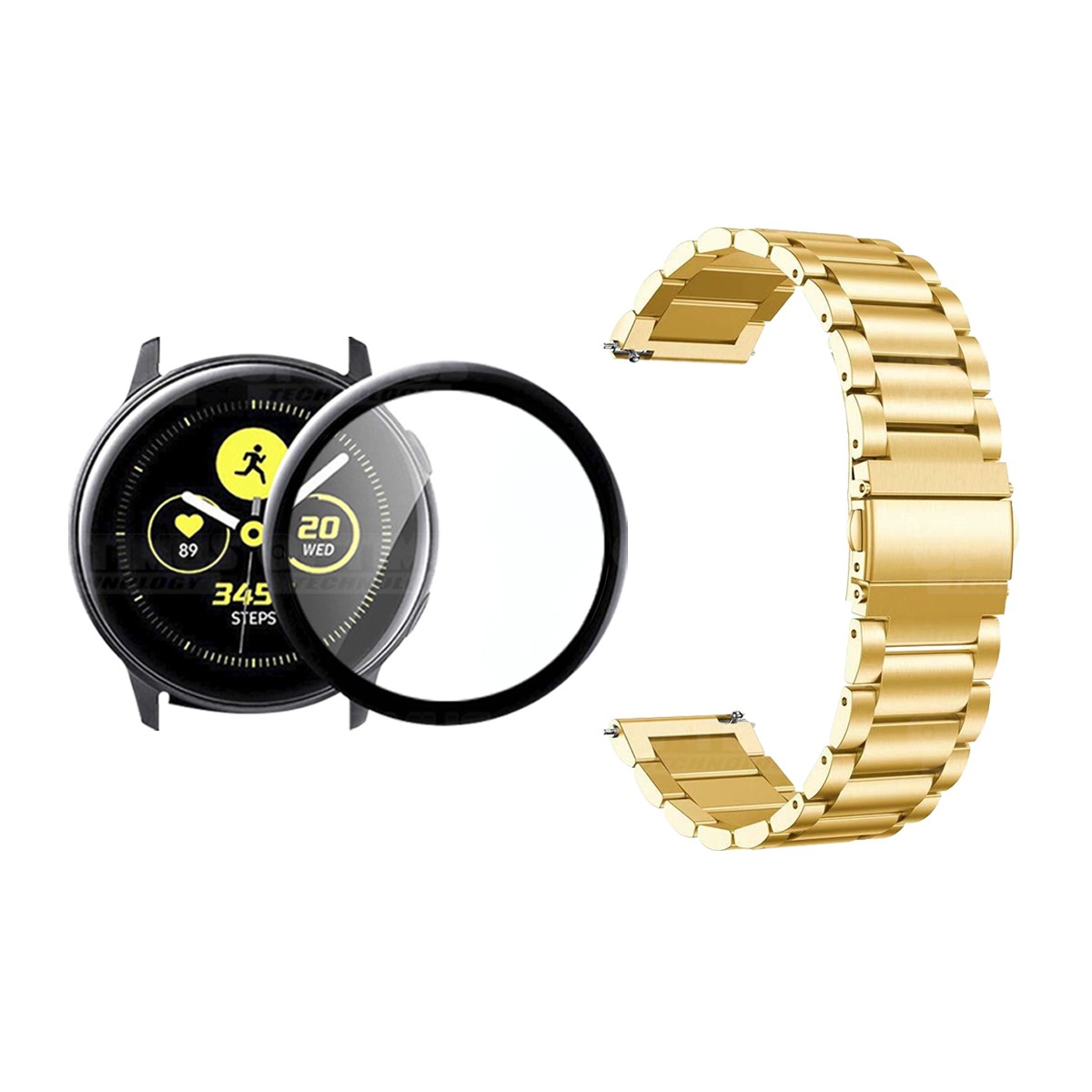 Vidrio templado cerámico Y Correa De Metal Acero Inoxidable Smartwatch Reloj Inteligente Samsung Galaxy Active 44mm OPTIMUS TECH