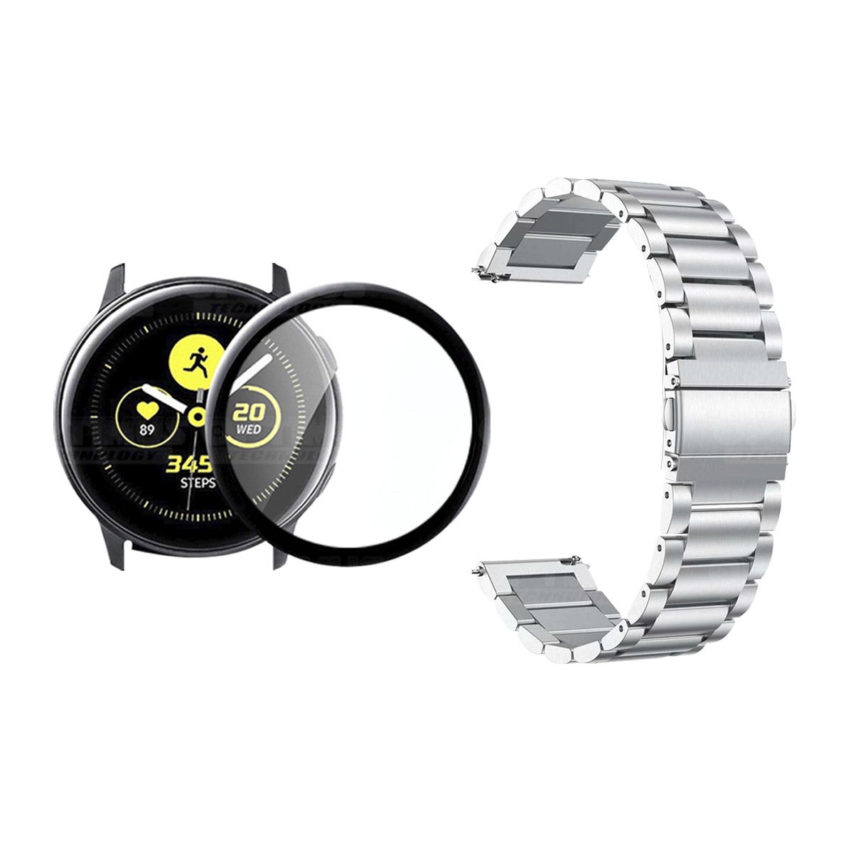 Vidrio templado cerámico Y Correa De Metal Acero Inoxidable Smartwatch Reloj Inteligente Samsung Galaxy Active 44mm OPTIMUS TECH