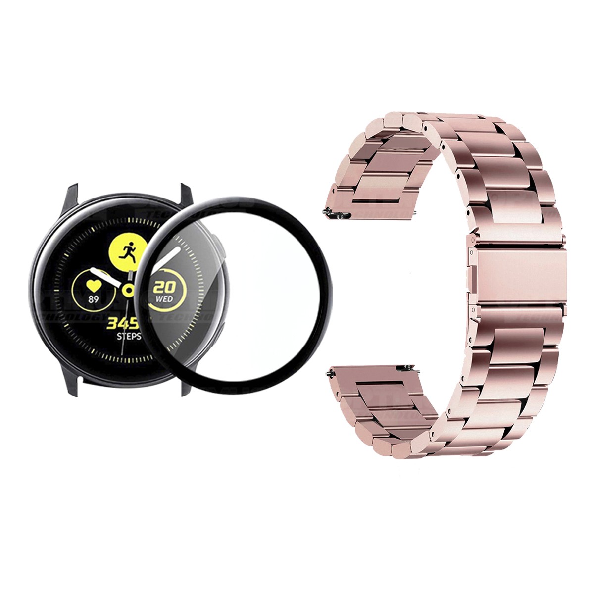 Vidrio templado cerámico Y Correa De Metal Acero Inoxidable Smartwatch Reloj Inteligente Samsung Galaxy Active 44mm OPTIMUS TECH