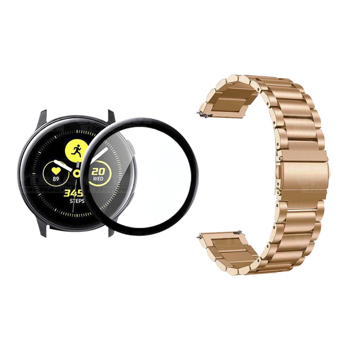 Vidrio templado cerámico Y Correa De Metal Acero Inoxidable Smartwatch Reloj Inteligente Samsung Galaxy Active 44mm OPTIMUS TECH