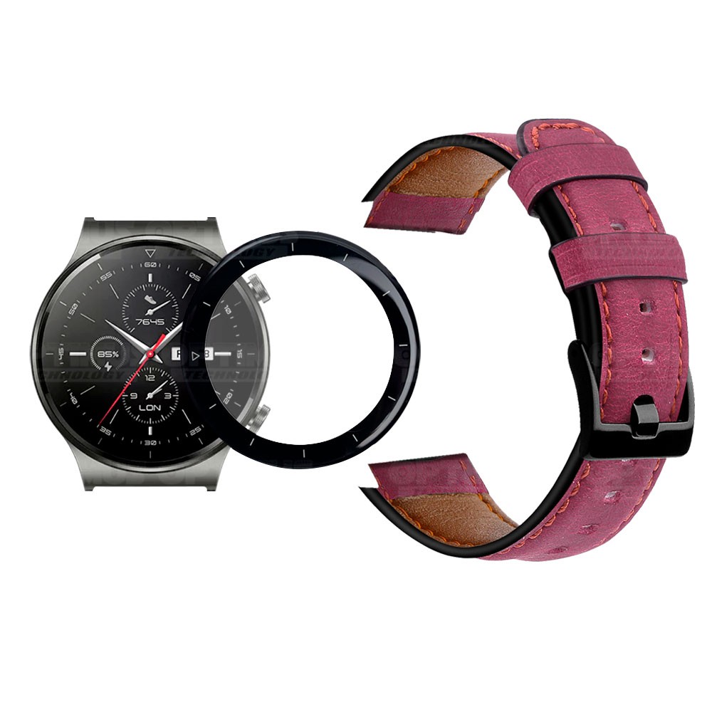Vidrio Templado Cerámico Y Correa de cuero Smartwatch Reloj Inteligente Huawei GT2 PRO