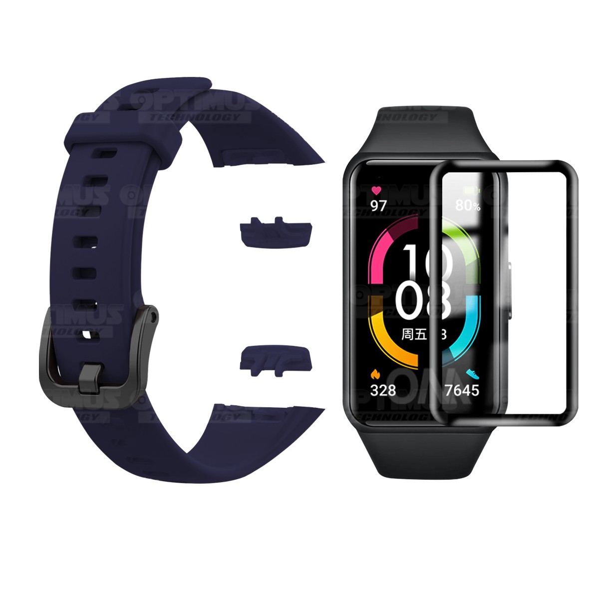Vidrio Templado Cerámico Y Correa Smartwatch Reloj Inteligente Huawei Honor Band 6 | OPTIMUS TECHNOLOGY™ | CRR-VTP-HNR-6 |