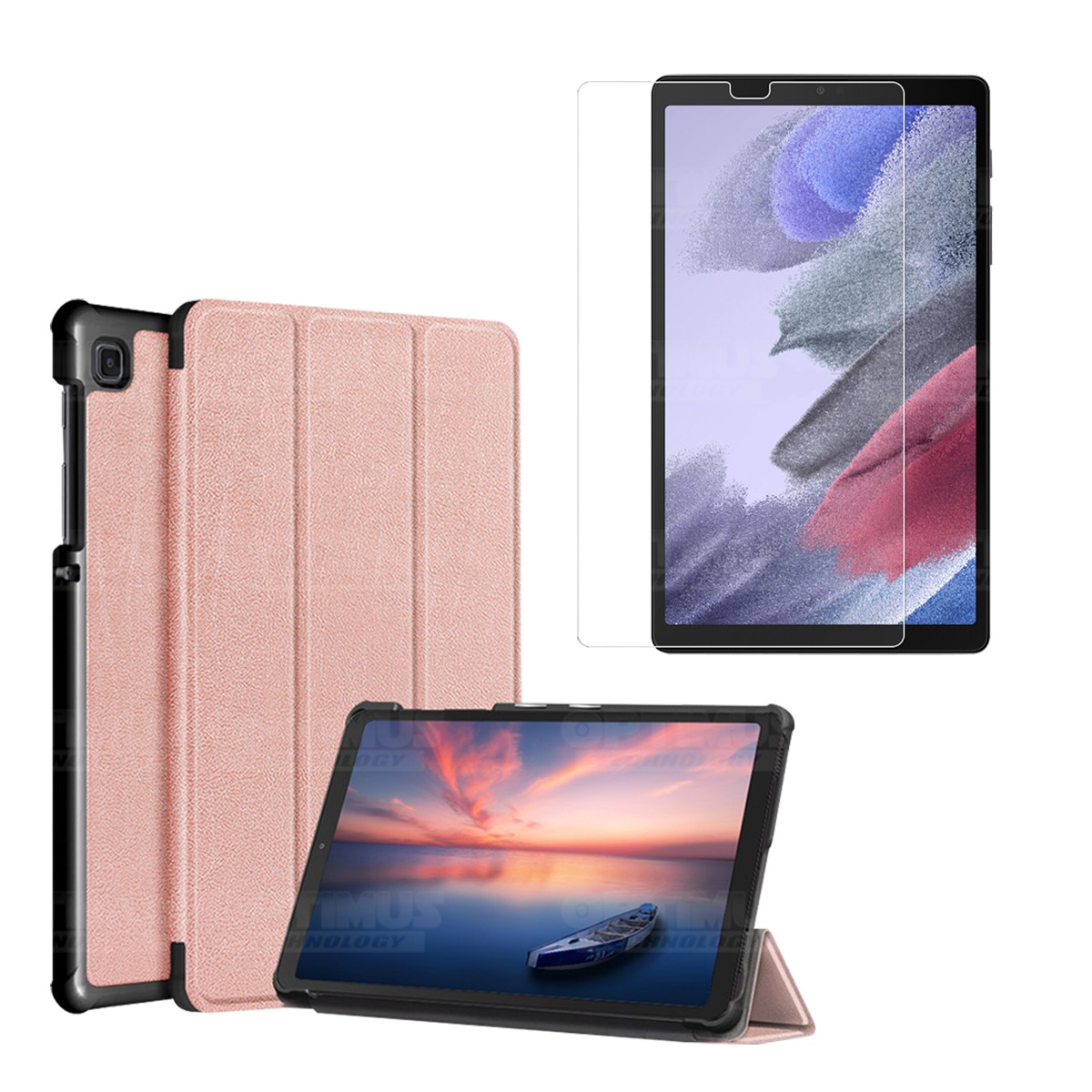 Kit Vidrio Cristal Templado Y Estuche Case Protector para Tablet Samsung Galaxy Tab A7 Lite 8.7 2021 T220 - T225 OPTIMUS TECHNOL