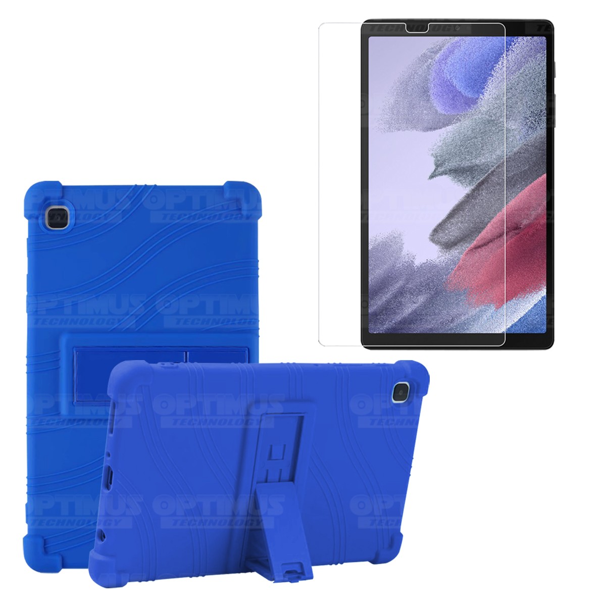 Kit Vidrio templado y Estuche Protector de goma antigolpes con soporte Tablet Samsung Galaxy Tab A7 Lite 8.7 2021 T220 - T225 OP