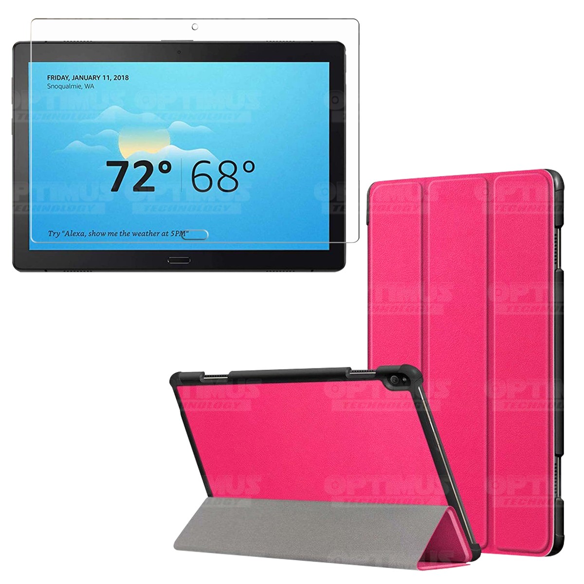 Kit Vidrio Cristal Templado Y Estuche Case Protector para Tablet Lenovo Tab P10 TB-X705F ZA440073SE OPTIMUS TECHNOLOGY™ - 1