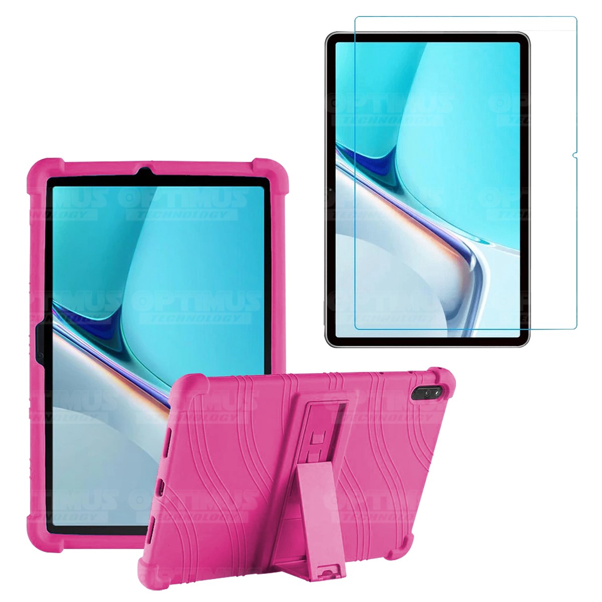 Kit Vidrio templado y Estuche Protector de goma antigolpes con soporte Tablet Huawei MatePad 11 2021 DBY-W09 - DBY-L09 OPTIMUS T