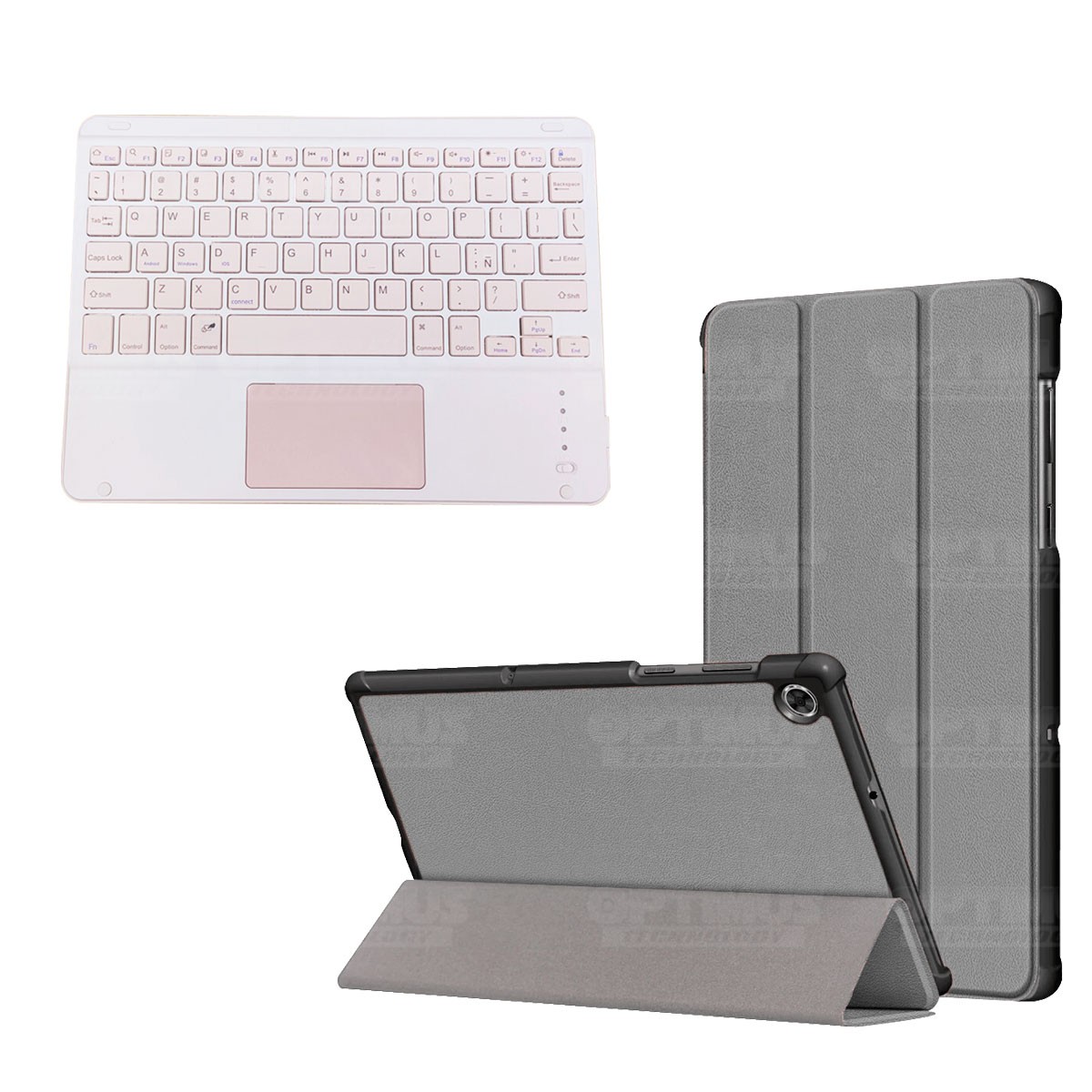 Kit Case Folio Protector + Teclado Mouse Touchpad Bluetooth para Tablet Lenovo M10 Plus Tb-x606f